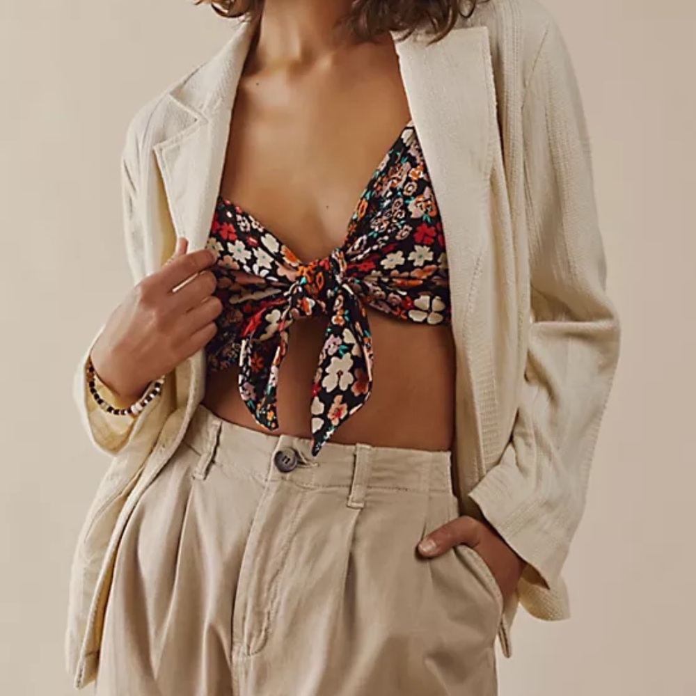 Free People Ava Floral Reversible Micro Top Large